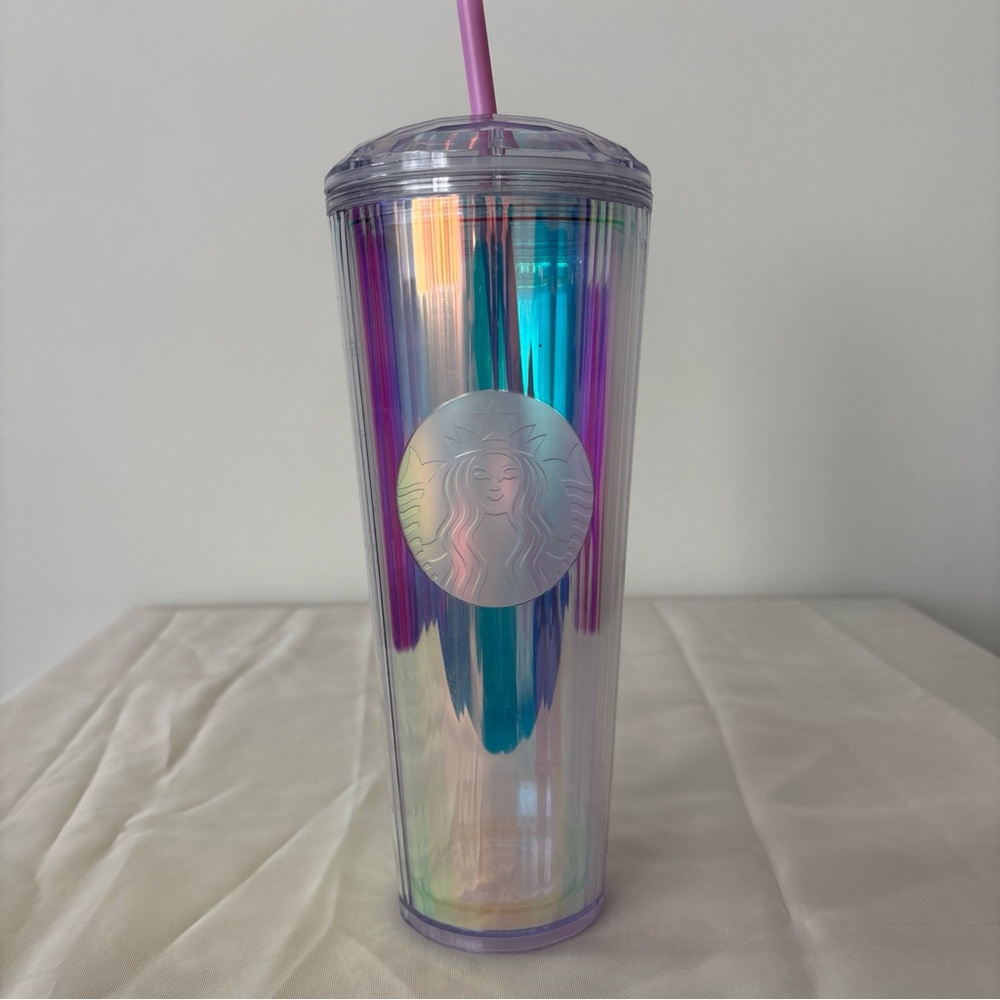 Starbucks Iridescent Tumbler with Pink Straw